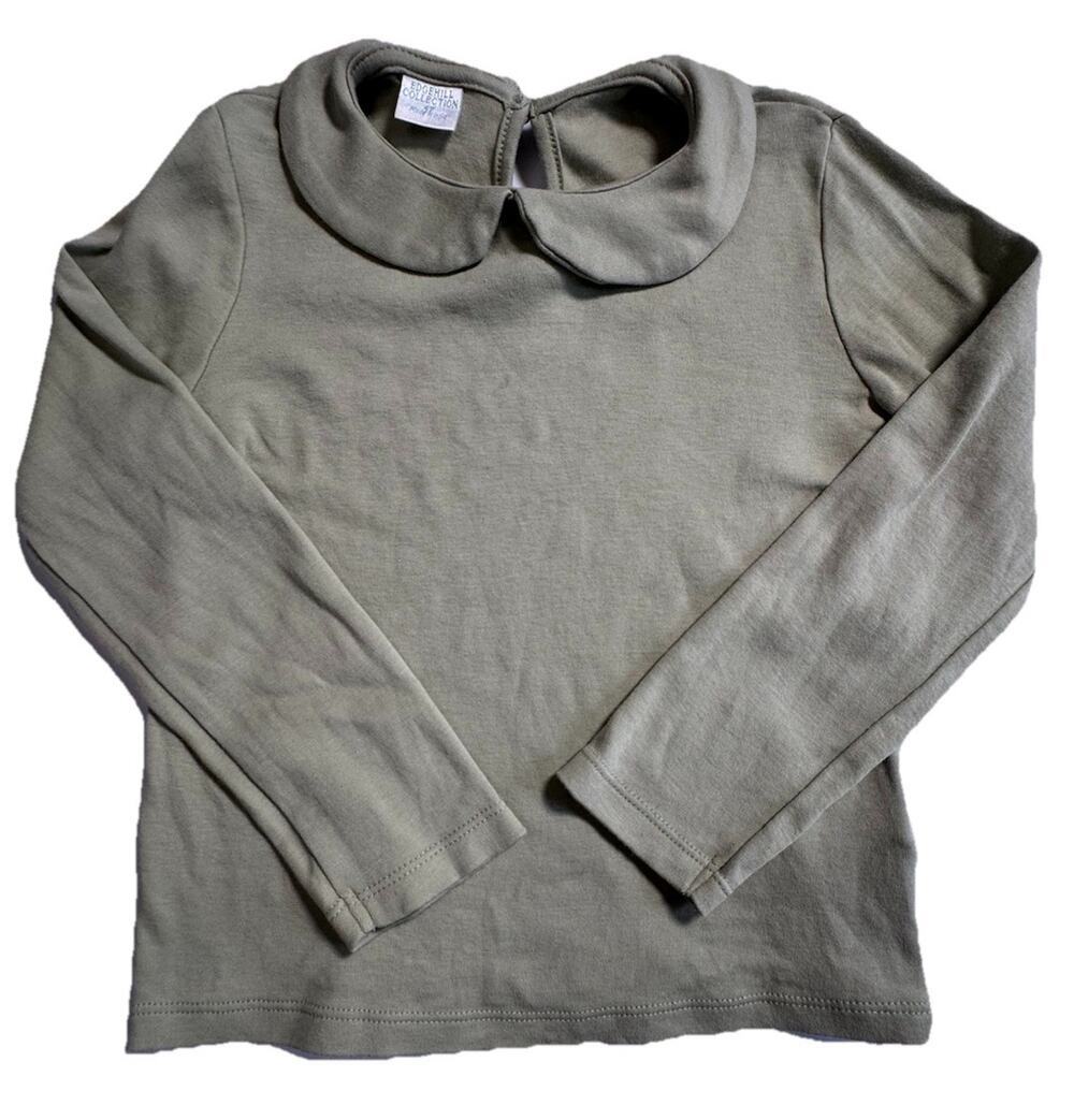 Edgehill Collection Girls 4T Sage Green Peter Pan Collar Long Sleeve Top